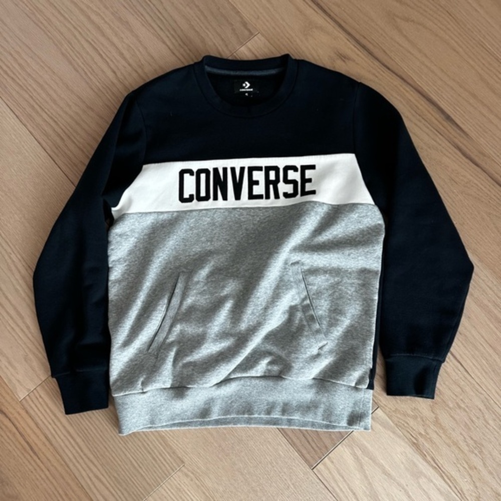 NWOT Converse Black and Gray Crewneck Sweater